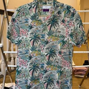 Men’s onia linen button down with print size small